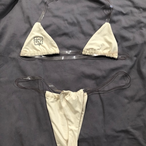 Oh Polly Swim Skinny Dipping Clear Strap Micro Triangle Bikini Set